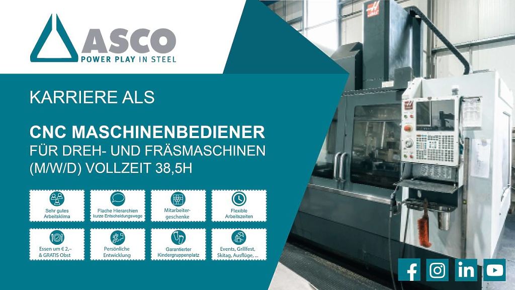 Karriere als CNC Maschinenbediener für Dreh- und Fräsmaschinen (m/w/d) Vollzeit 38,5h